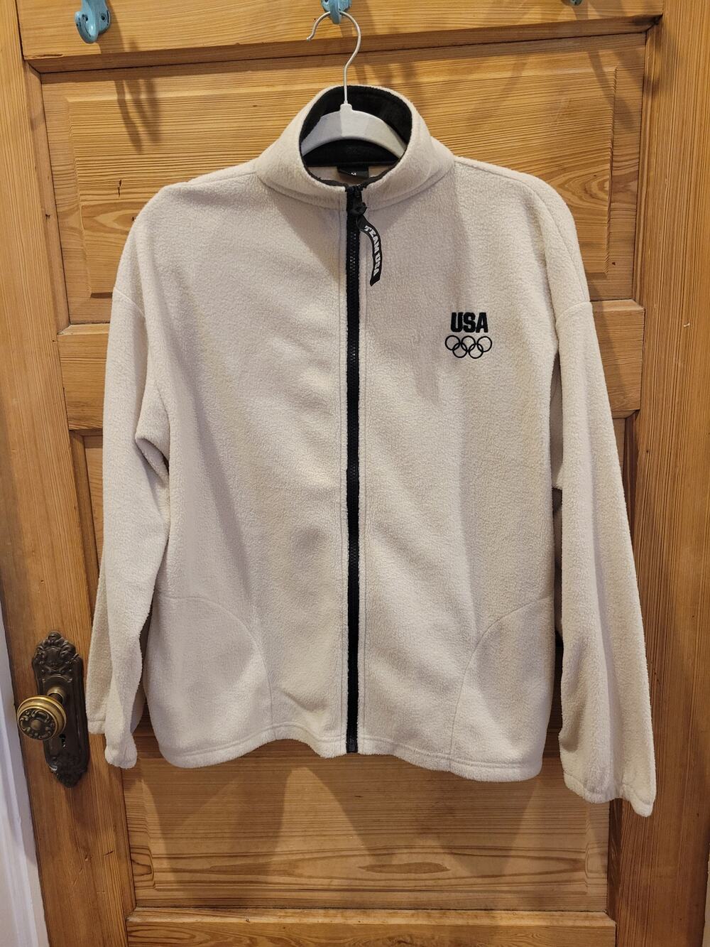 Team USA Olympic Cream Fleece Full Zip Jacket Womens Size M